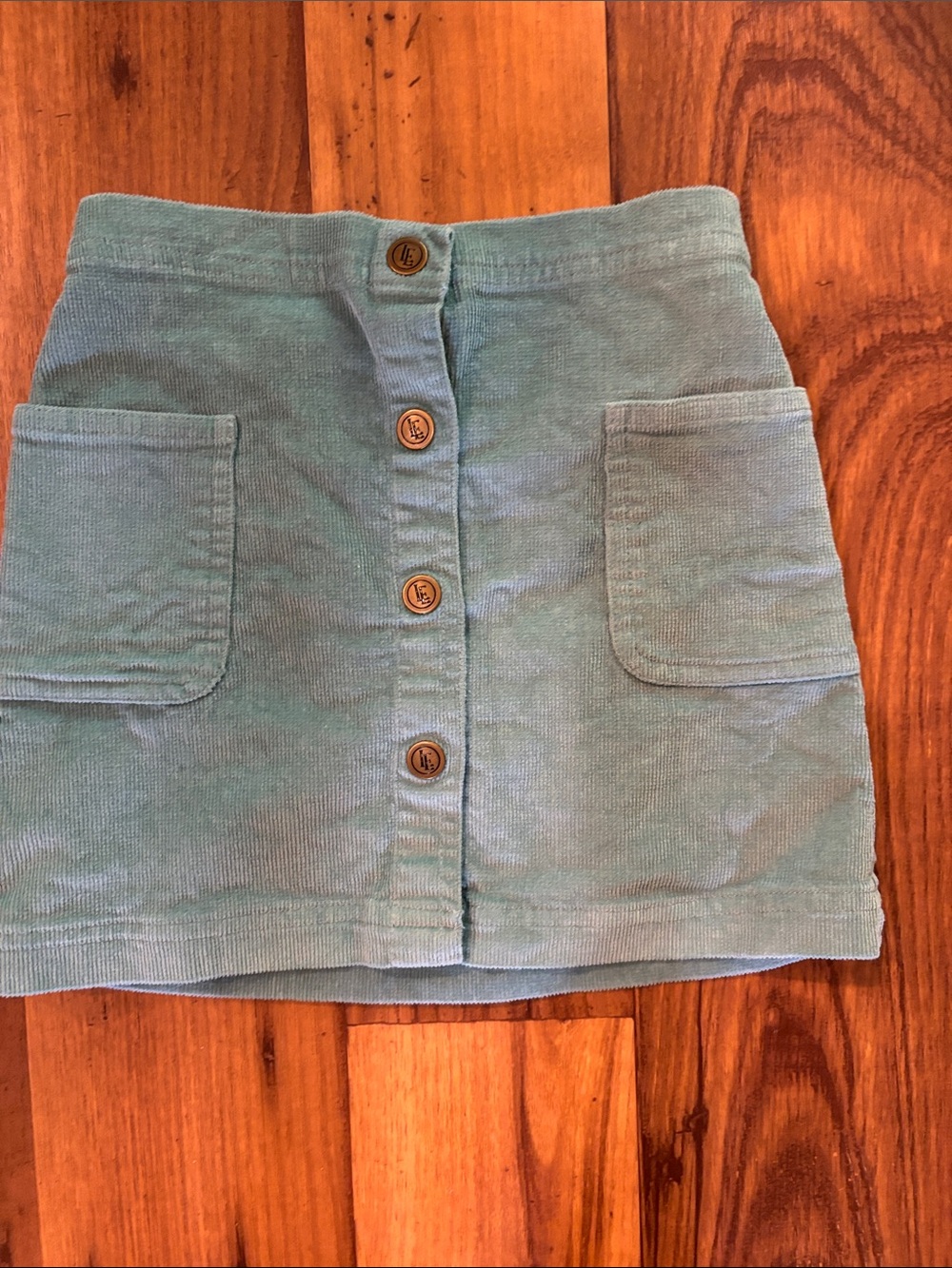 Little English kids Button-Front Corduroy Skirt in Light Teal